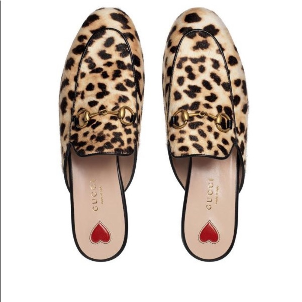 Gucci Leopard Princetown pony mules